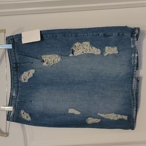 NWT Distressed denim skirt